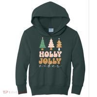 Holly Jolly Vibes Retro Groovy Kids Hoodie thumb 0