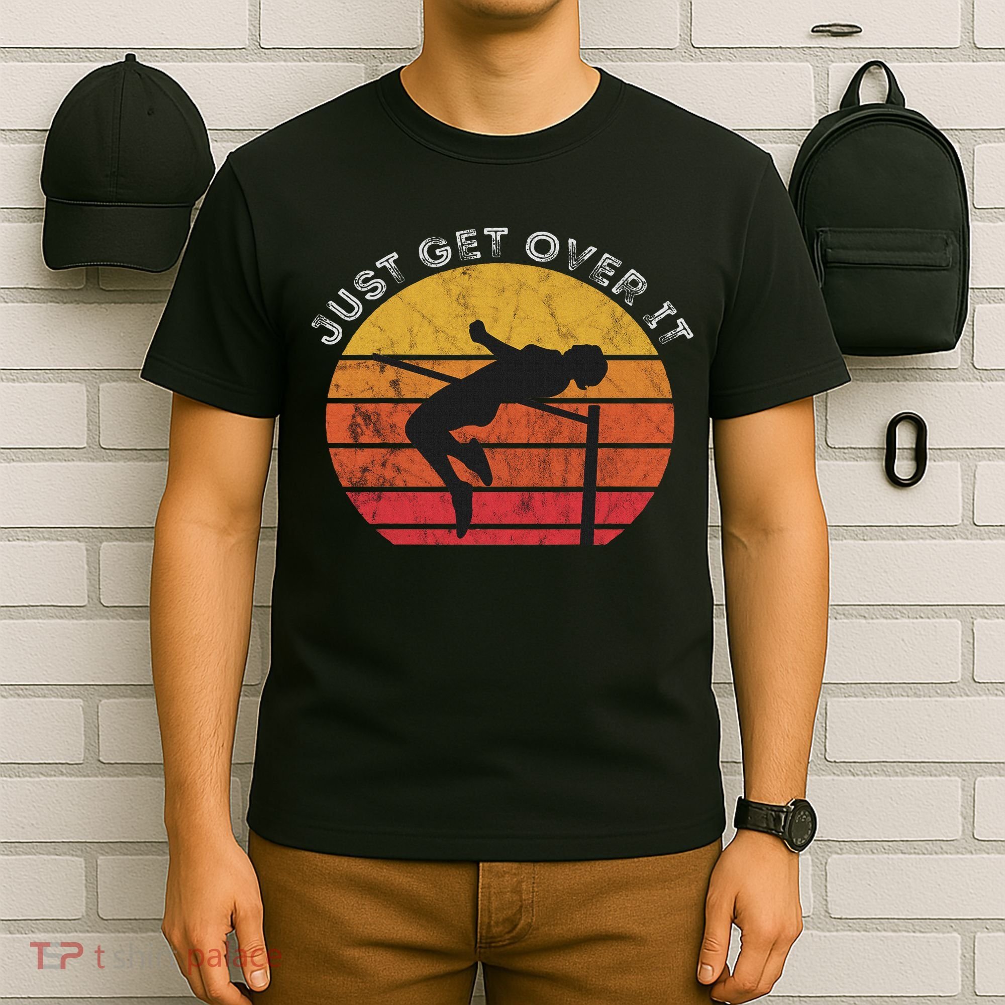 High Jump Vintage Retro Sunset Just Get Over It Jumping T-Shirt