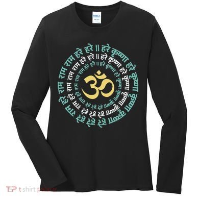 Hare Krishna Aum Om Mantra Symbol Chanting Hinduism Women's Long Sleeve Shirt
