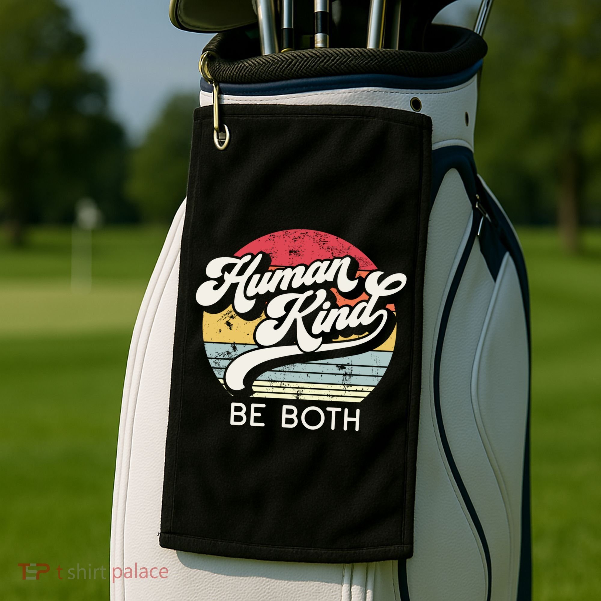 Human Kind Be Both Equality Kindness Humankind Retro Funny Gift Golf Towel