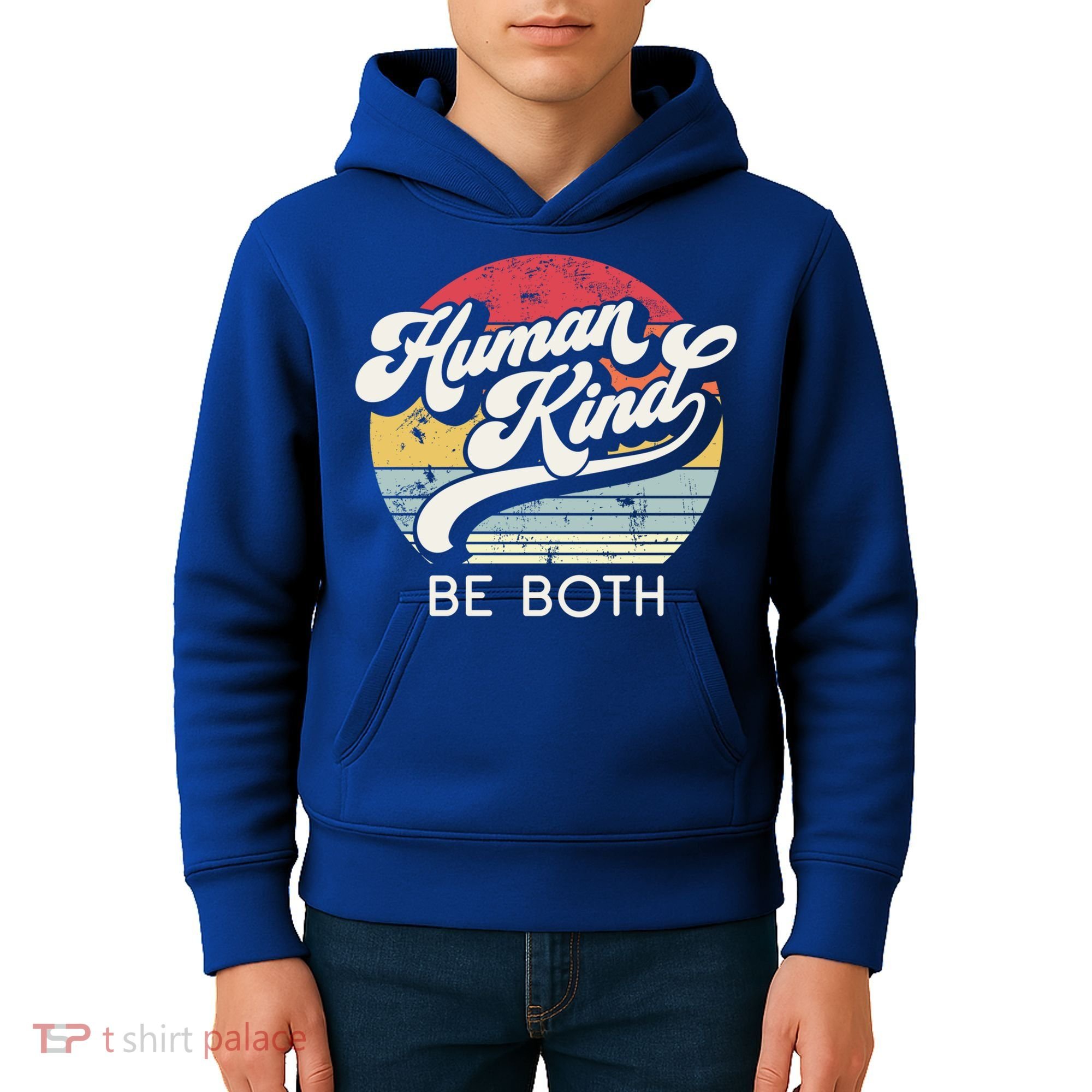 Human Kind Be Both Equality Kindness Humankind Retro Funny Gift Kids Hoodie