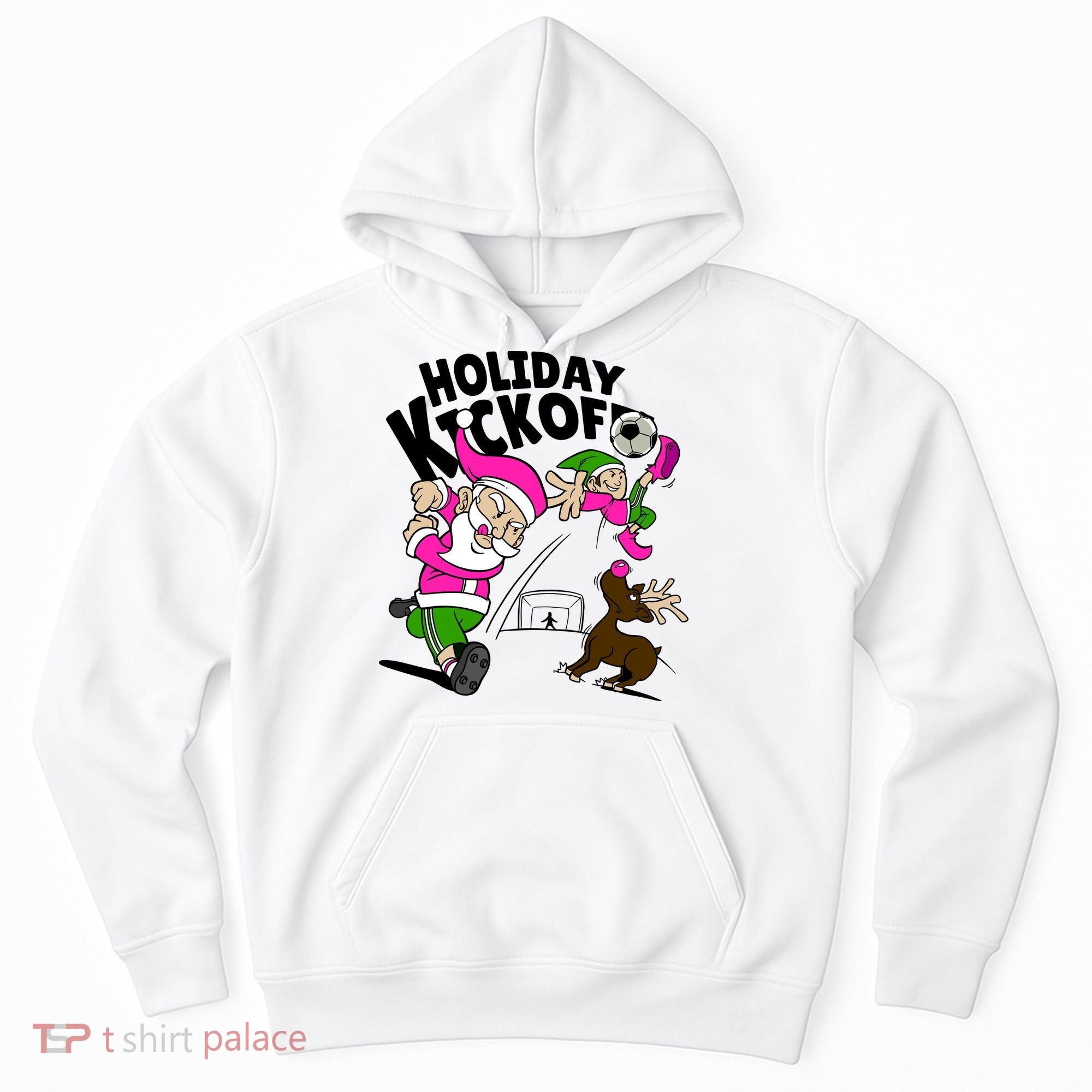 Holiday Kickoff Christmas Santa Elf Reindeer Funny Soccer Hoodie