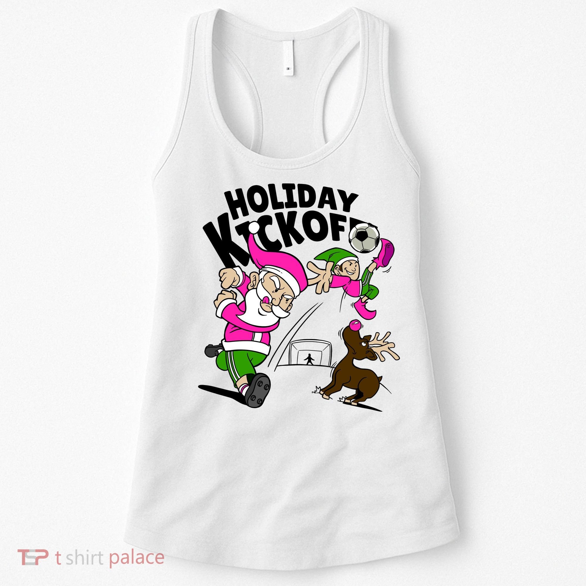 Holiday Kickoff Christmas Santa Elf Reindeer Funny Soccer Women's Tank Top