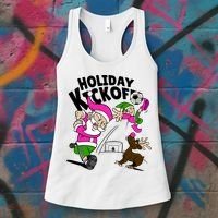 Holiday Kickoff Christmas Santa Elf Reindeer Funny Soccer Women's Tank Top thumb 3