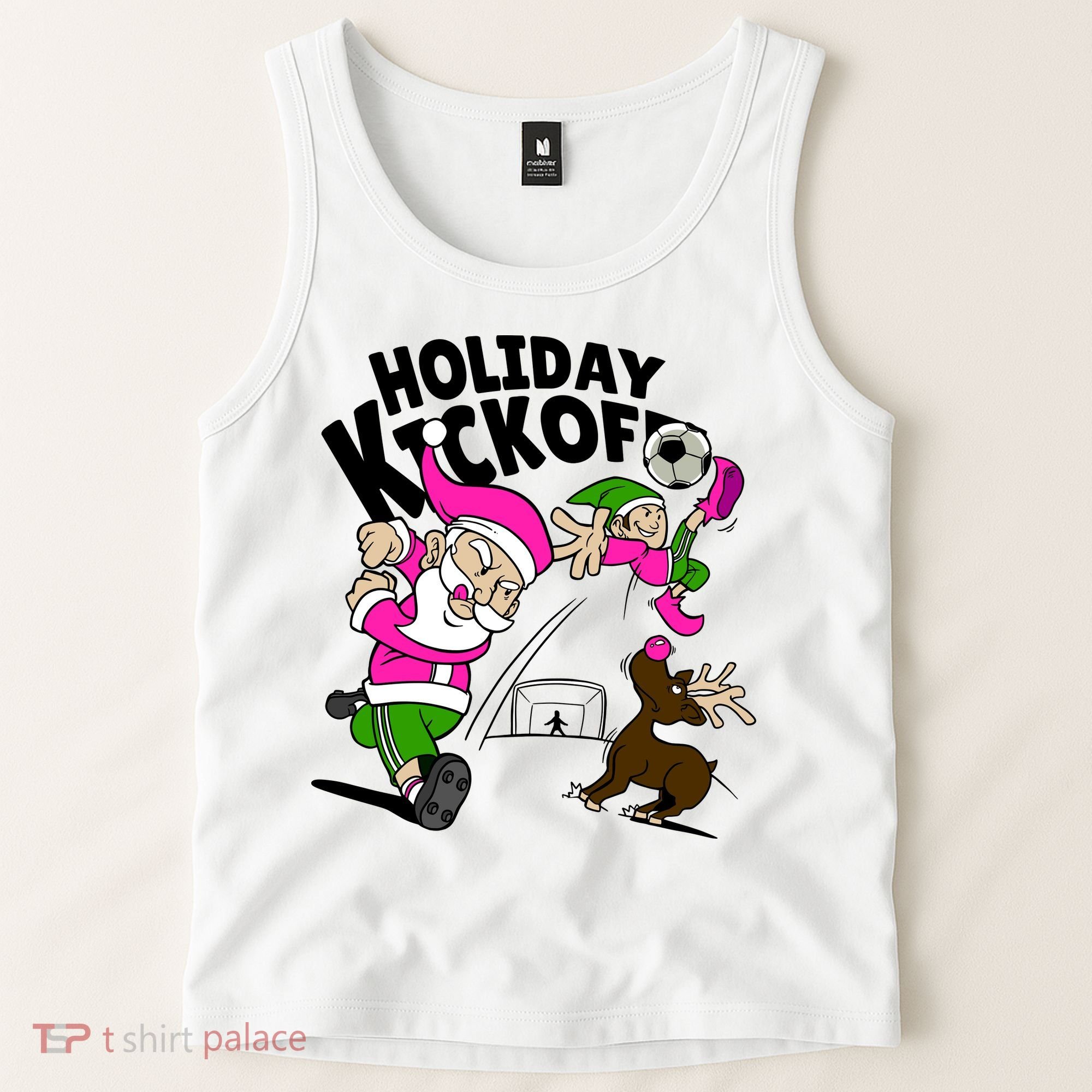 Holiday Kickoff Christmas Santa Elf Reindeer Funny Soccer Tank Top