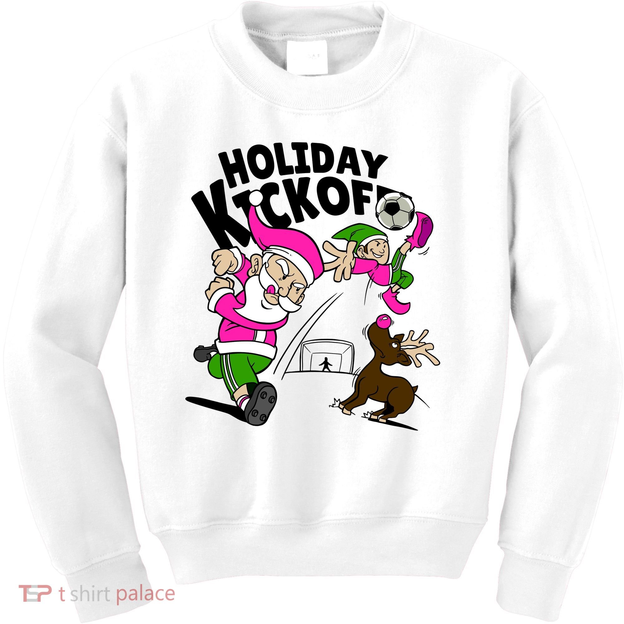 Holiday Kickoff Christmas Santa Elf Reindeer Funny Soccer Kids Sweatshirt