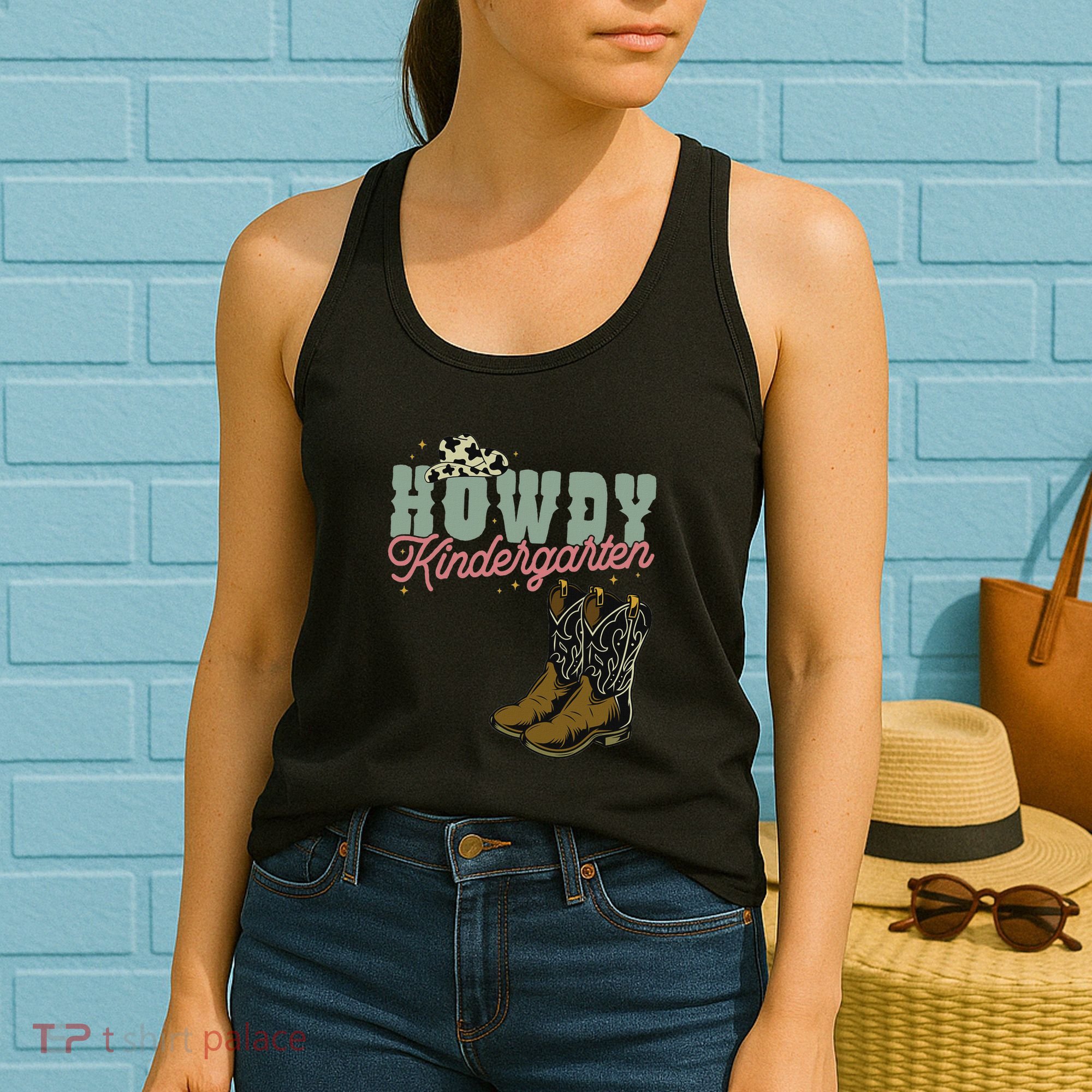 Howdy Kindergarten Cowgirl Cowboy Teacher Kindergarten Women's Tank Top