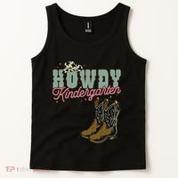 Howdy Kindergarten Cowgirl Cowboy Teacher Kindergarten Tank Top thumb 2