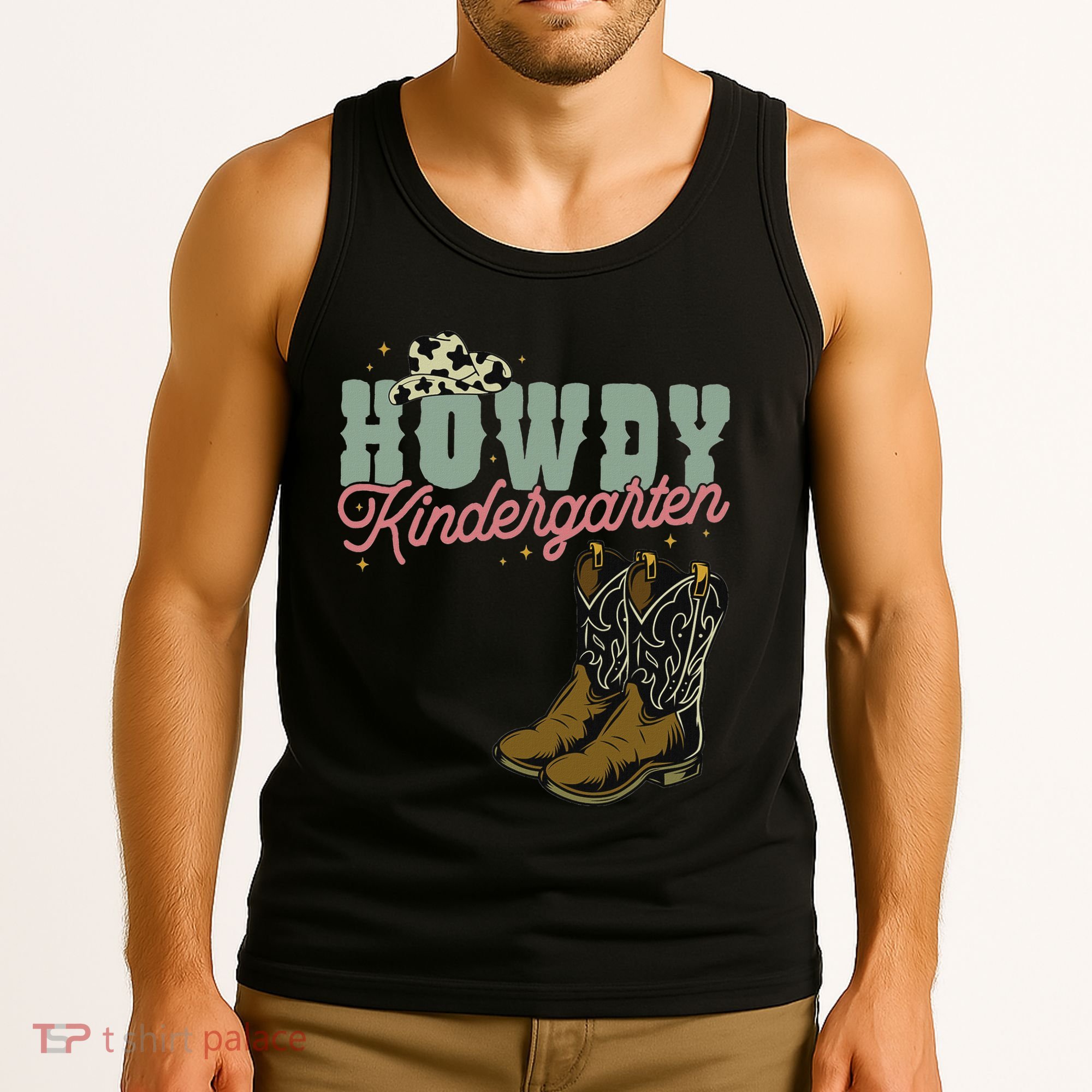 Howdy Kindergarten Cowgirl Cowboy Teacher Kindergarten Tank Top