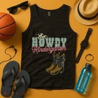 Howdy Kindergarten Cowgirl Cowboy Teacher Kindergarten Tank Top thumb 4