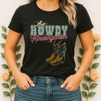 Howdy Kindergarten Cowgirl Cowboy Teacher Kindergarten Women's T-Shirt thumb 2