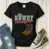 Howdy Kindergarten Cowgirl Cowboy Teacher Kindergarten Women's T-Shirt thumb 3