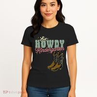 Howdy Kindergarten Cowgirl Cowboy Teacher Kindergarten Women's T-Shirt thumb 4