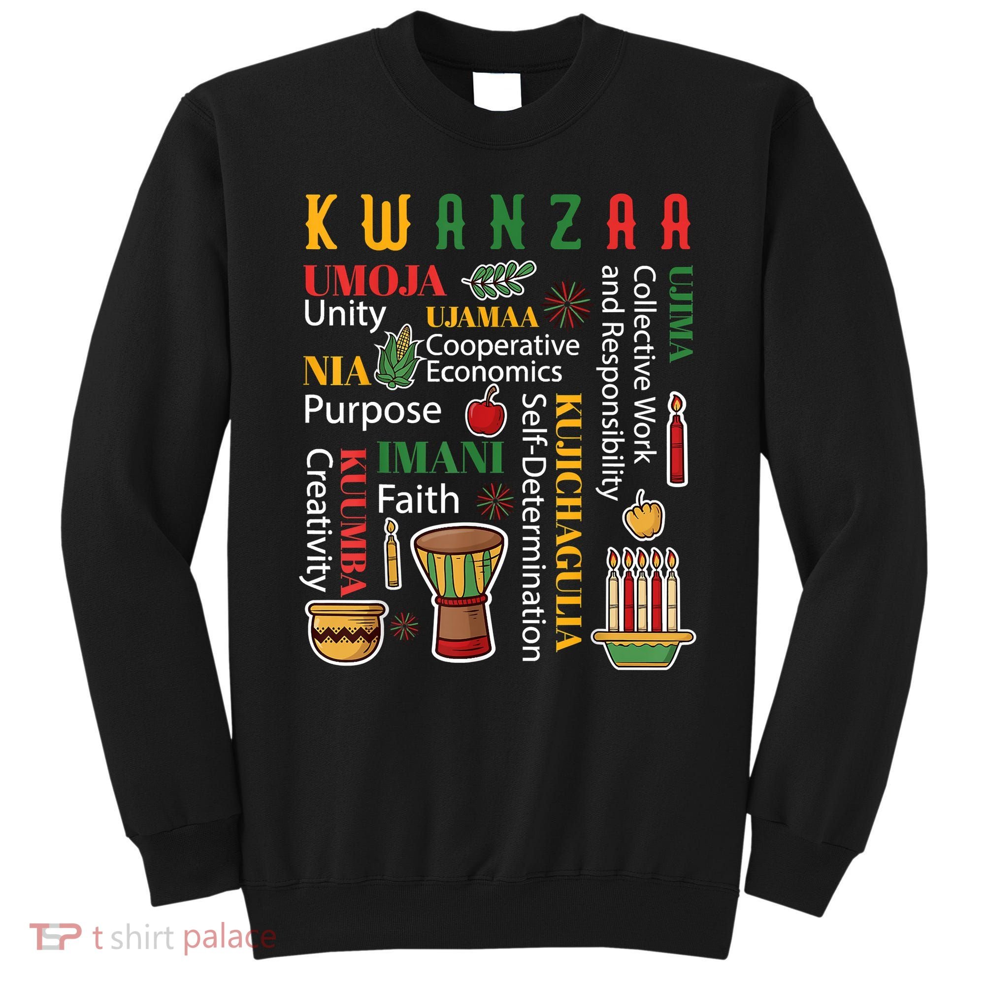 Happy Kwanzaa Drum Kinara Seven Candles Africa Celebration Sweatshirt
