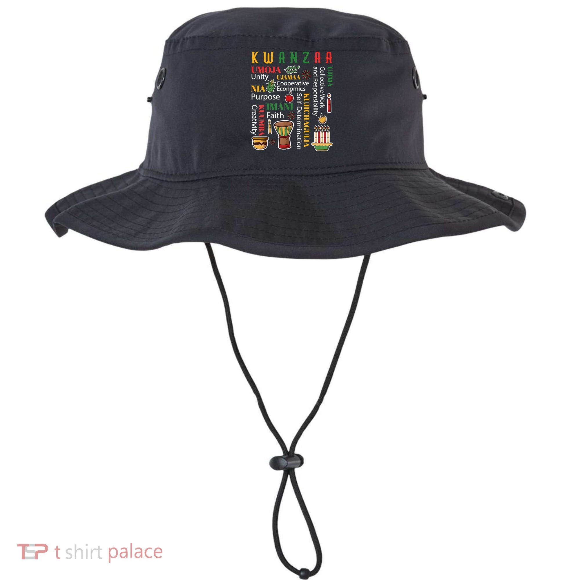 Happy Kwanzaa Drum Kinara Seven Candles Africa Celebration Bucket Hat
