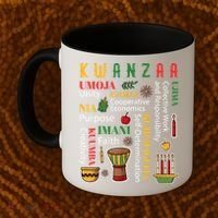Happy Kwanzaa Drum Kinara Seven Candles Africa Celebration Coffee Mug thumb 2
