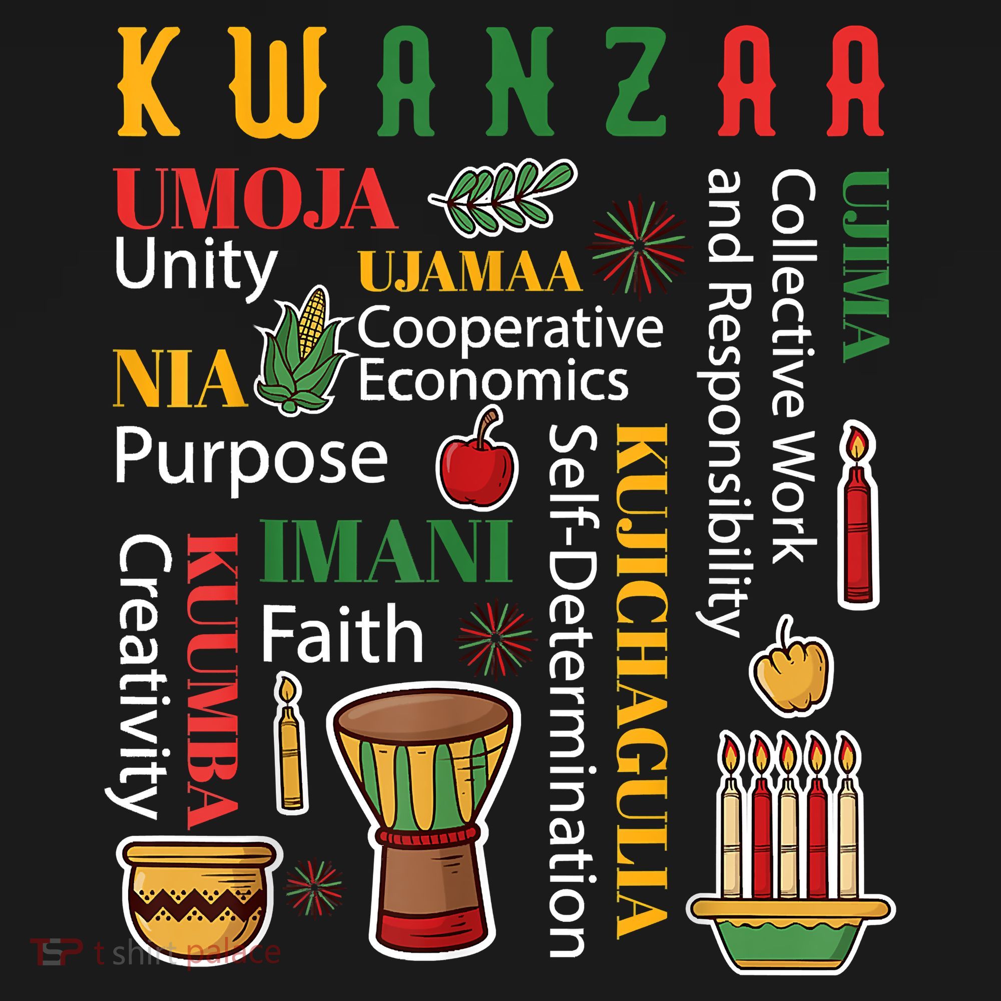 Happy Kwanzaa Drum Kinara Seven Candles Africa Celebration Women's Hoodie