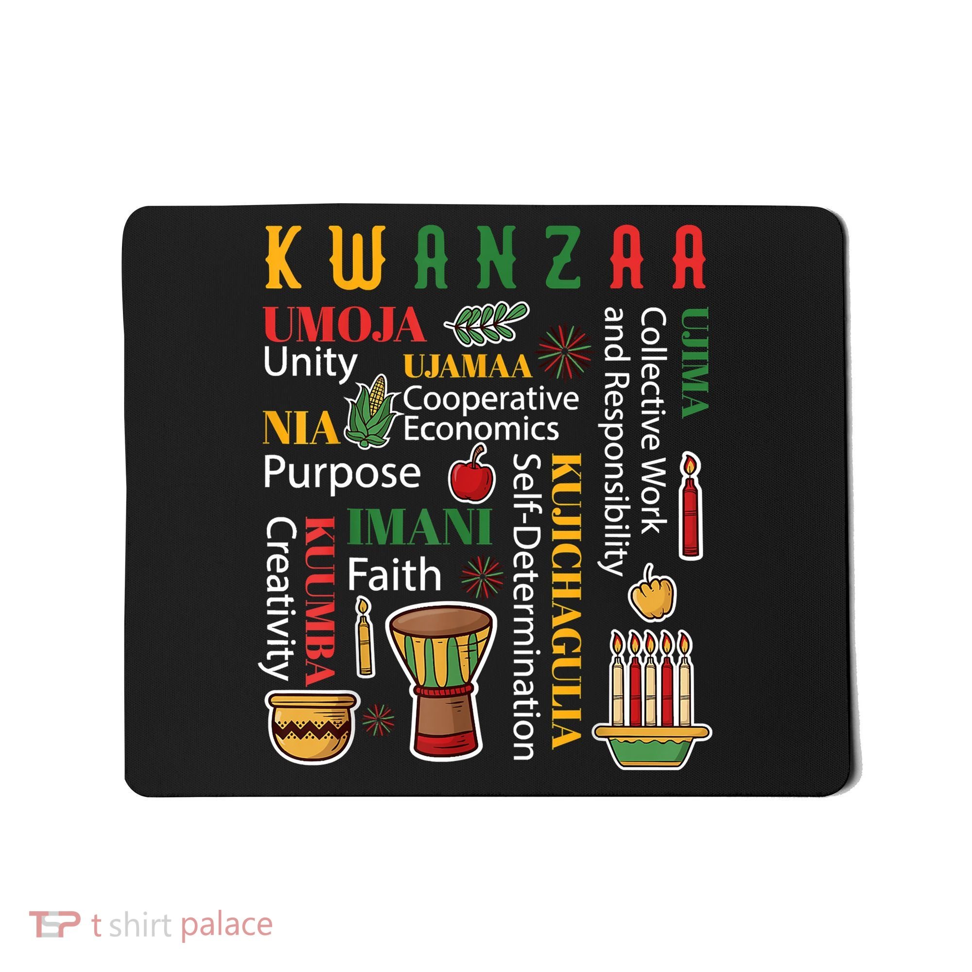Happy Kwanzaa Drum Kinara Seven Candles Africa Celebration Mousepad
