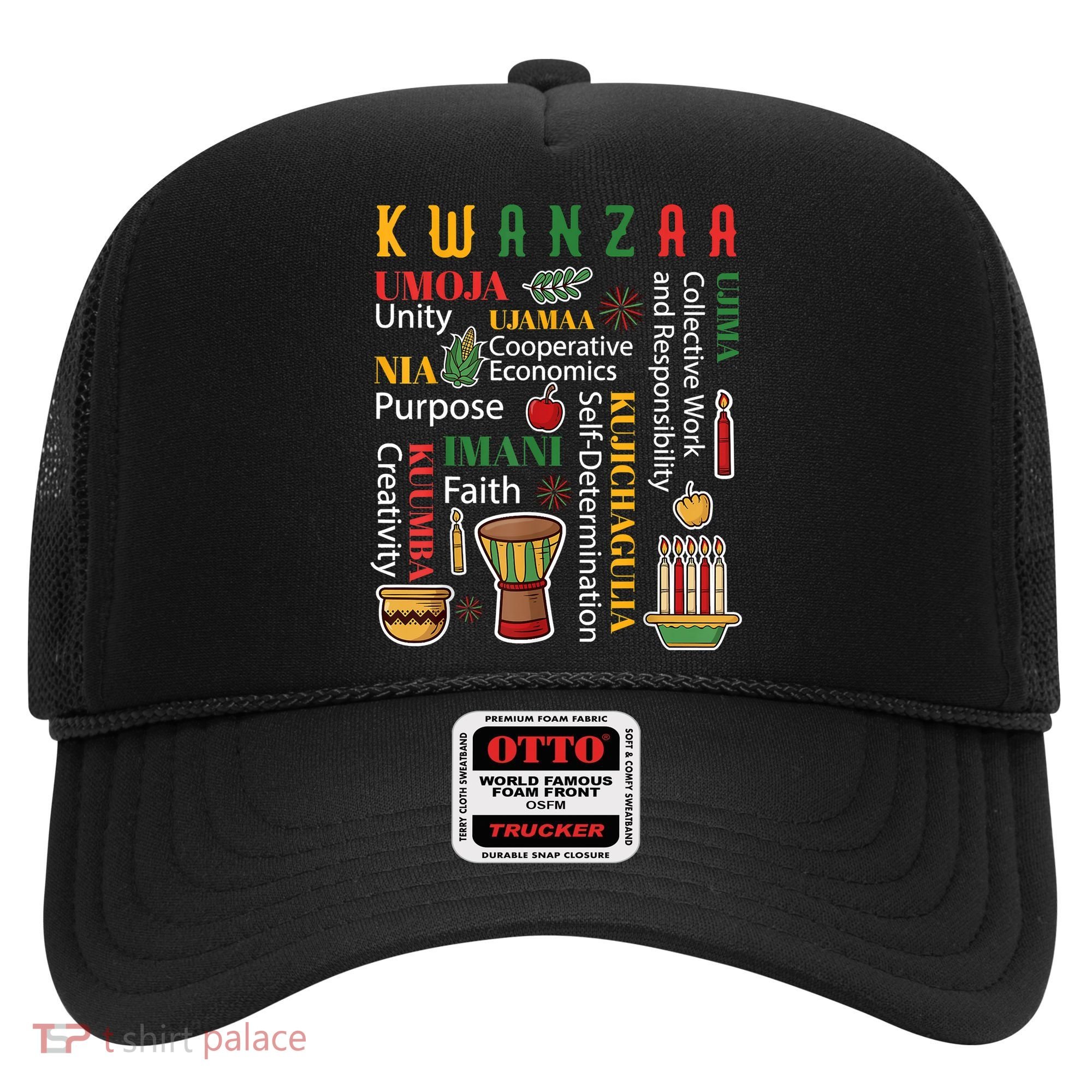 Happy Kwanzaa Drum Kinara Seven Candles Africa Celebration Hat