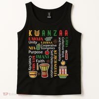 Happy Kwanzaa Drum Kinara Seven Candles Africa Celebration Tank Top thumb 2