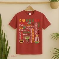 Happy Kwanzaa Drum Kinara Seven Candles Africa Celebration T-Shirt thumb 2
