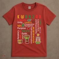Happy Kwanzaa Drum Kinara Seven Candles Africa Celebration T-Shirt thumb 4