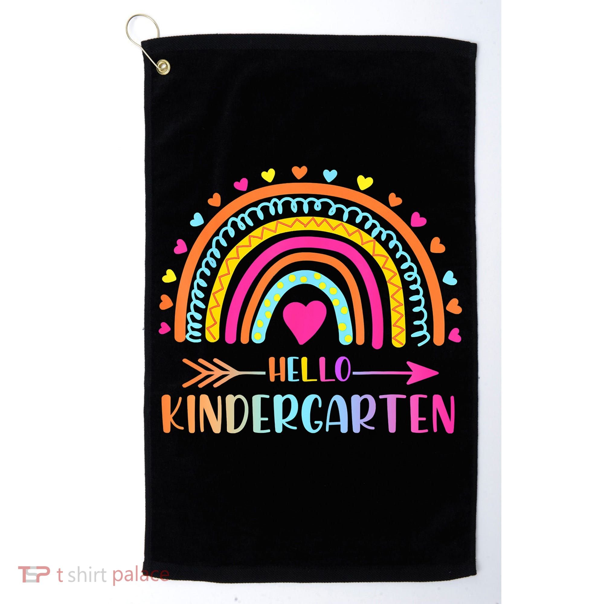 Hello Kindergarten Funny Rainbow Golf Towel