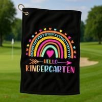Hello Kindergarten Funny Rainbow Golf Towel thumb 1