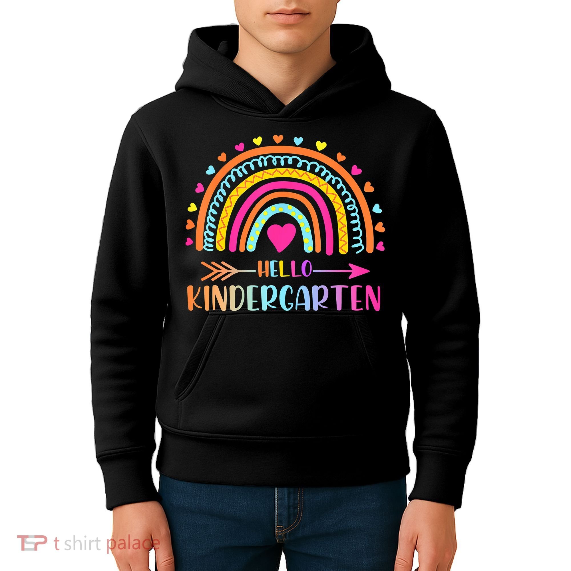 Hello Kindergarten Funny Rainbow Kids Hoodie
