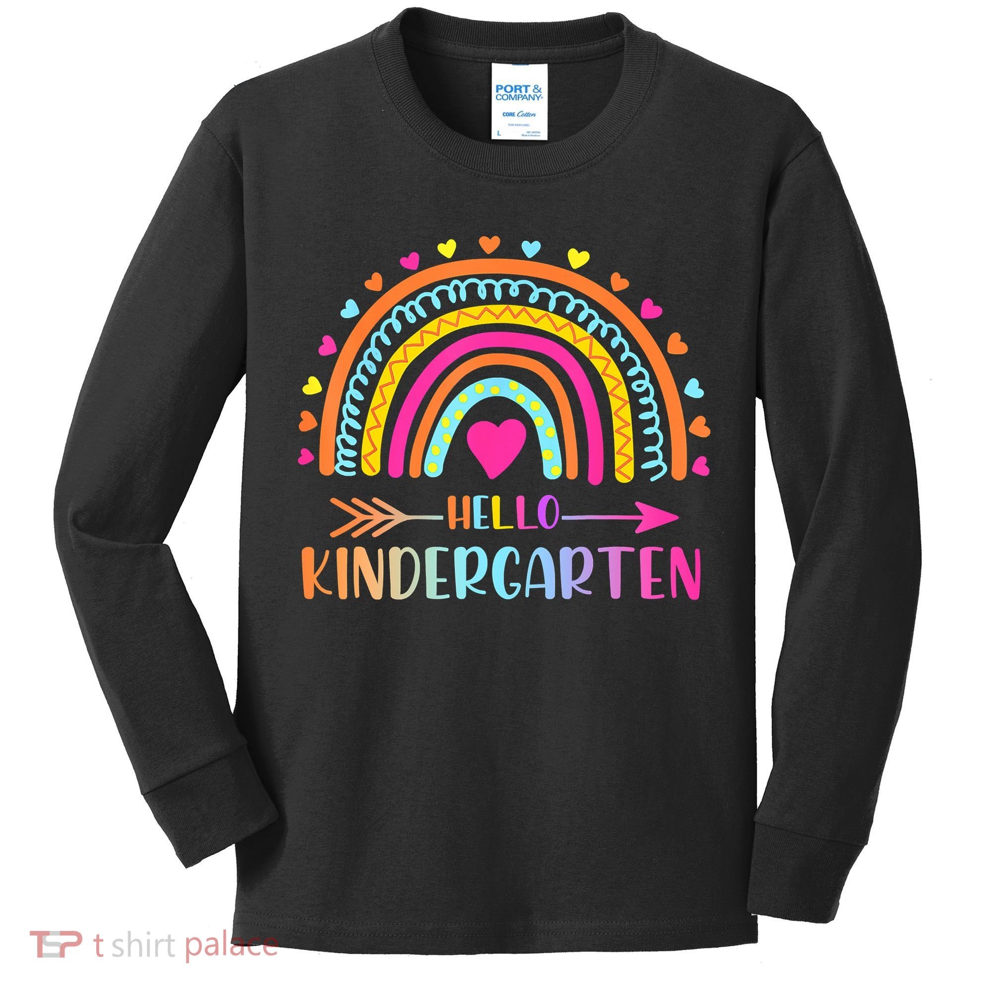Hello Kindergarten Funny Rainbow Kids Long Sleeve Shirt