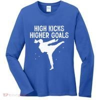 High Kicks Higher Goals Taekwondo Martial Arts Tkd Gift Women's Long Sleeve Shirt thumb 0