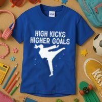 High Kicks Higher Goals Taekwondo Martial Arts Tkd Gift Kids T-Shirt thumb 3