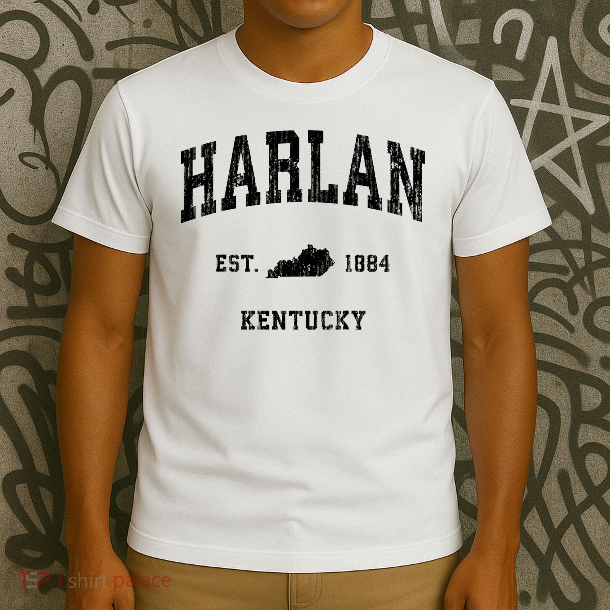 Harlan Kentucky KY Vintage Athletic Black Sports T-Shirt