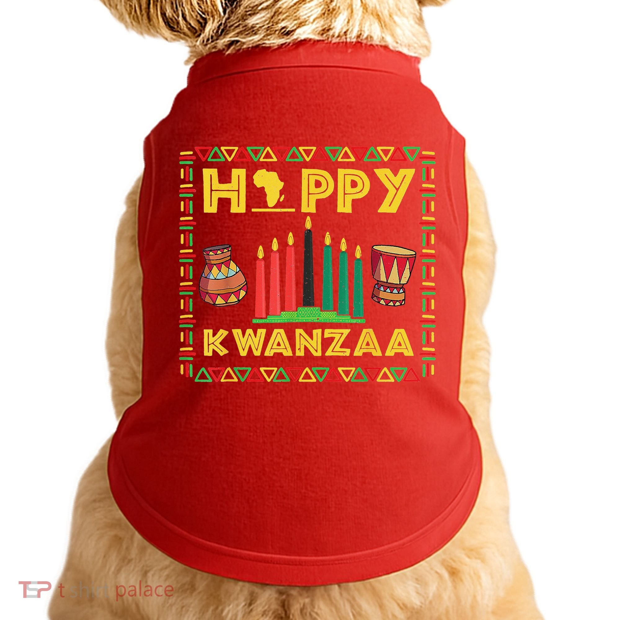 Happy Kwanzaa Kinara Candles Principles African American Doggie Tank