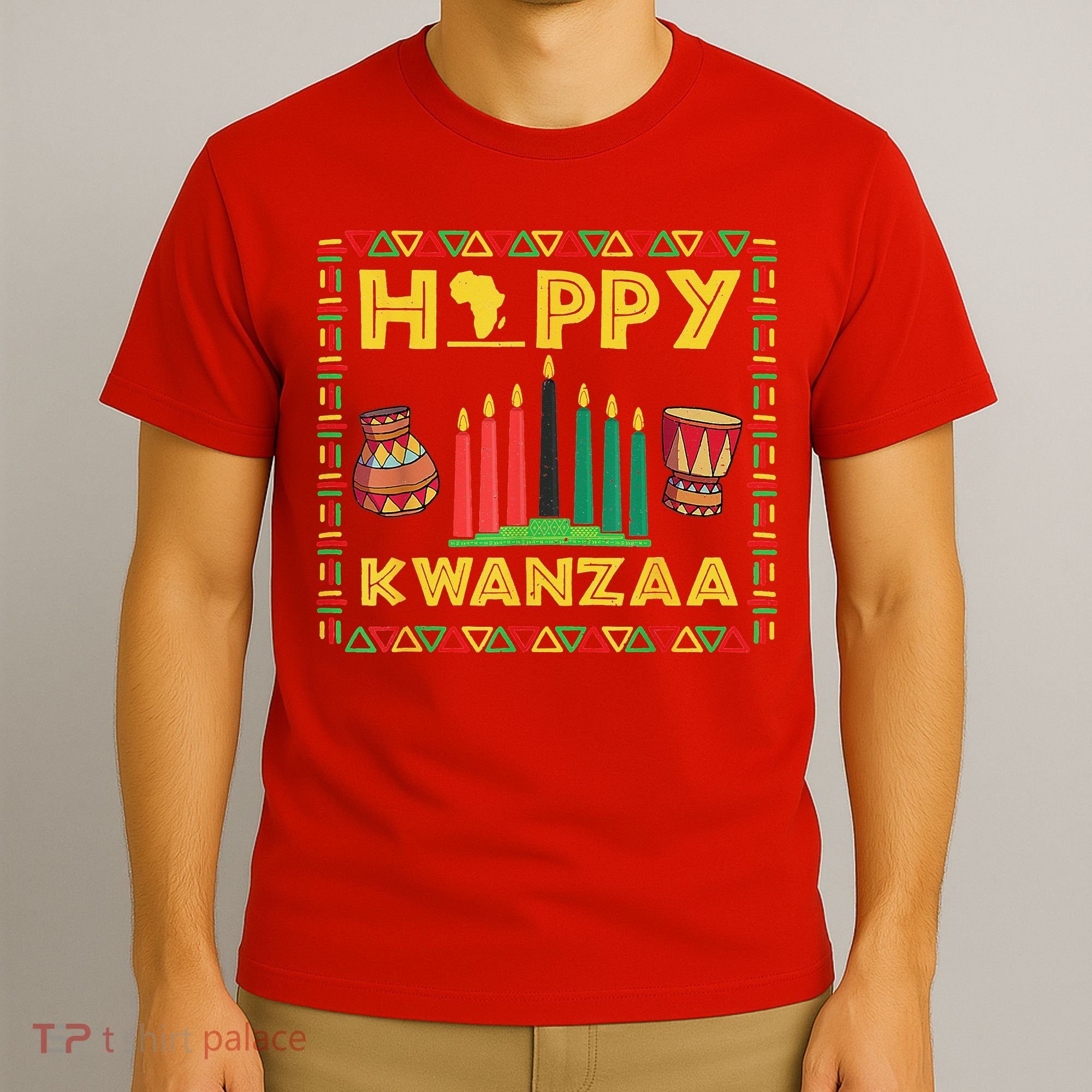 Happy Kwanzaa Kinara Candles Principles African American T-Shirt