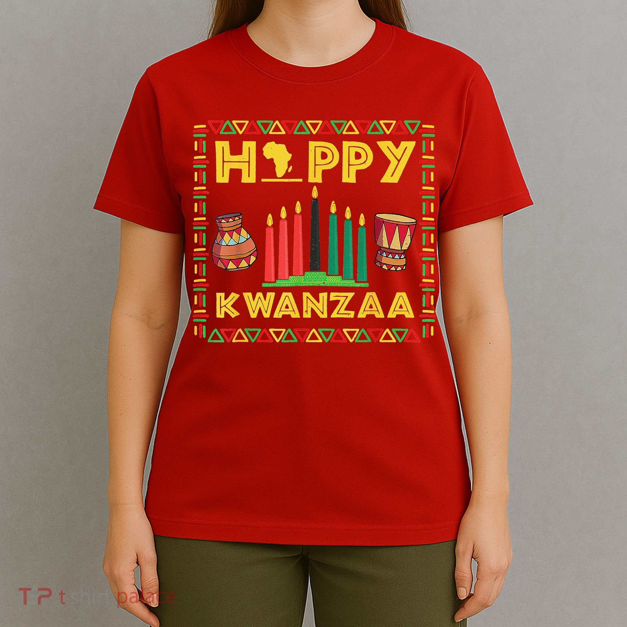 Happy Kwanzaa Kinara Candles Principles African American T-Shirt