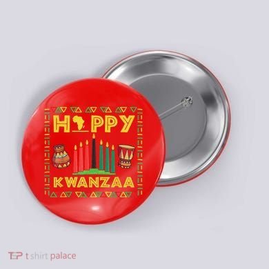 Happy Kwanzaa Kinara Candles Principles African American Button