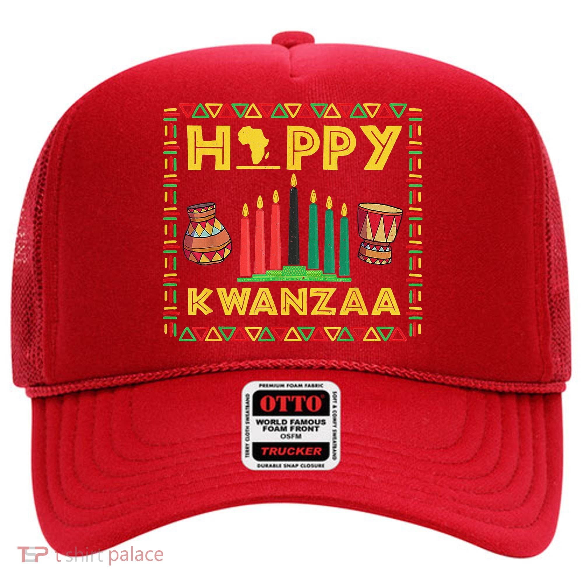 Happy Kwanzaa Kinara Candles Principles African American Hat