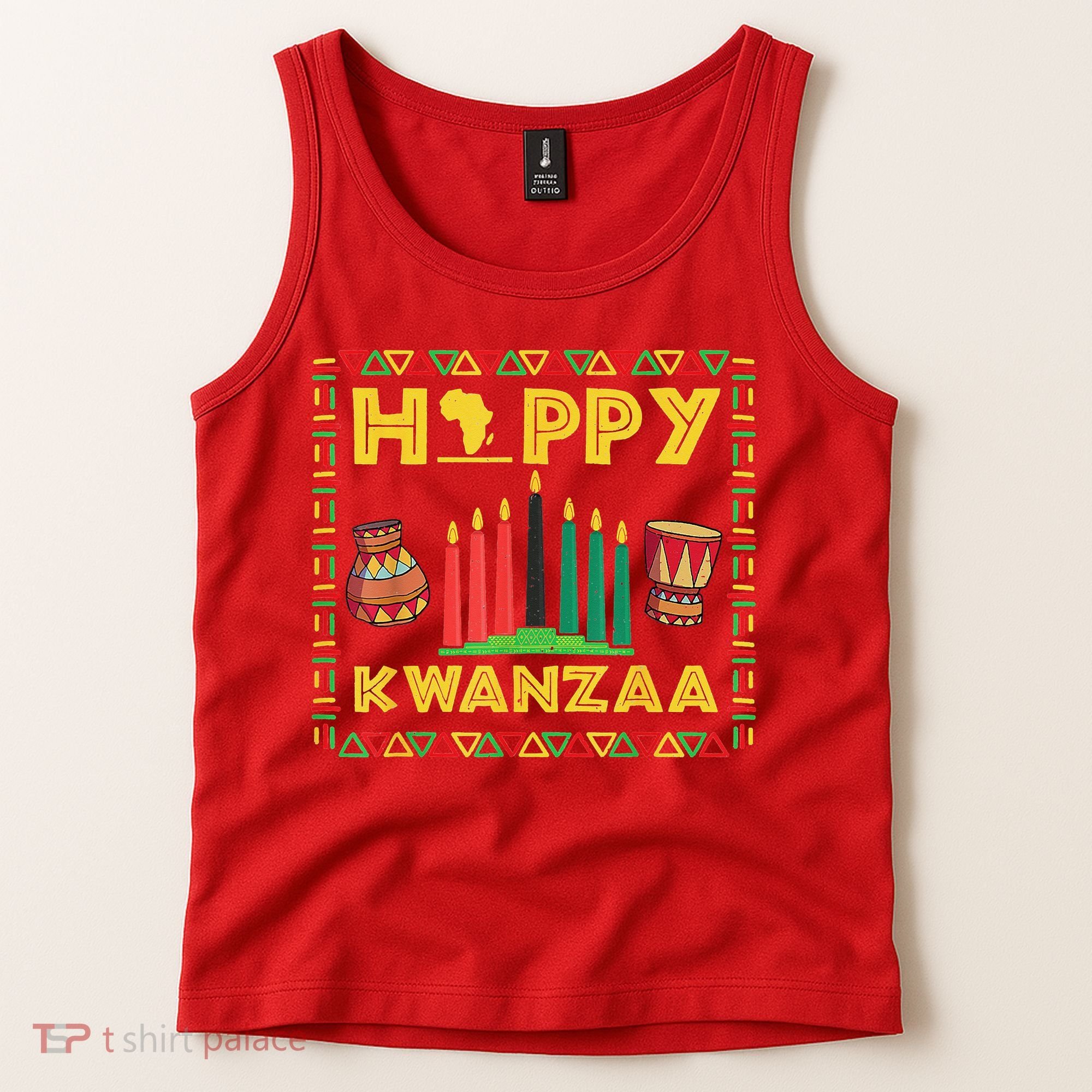 Happy Kwanzaa Kinara Candles Principles African American Tank Top