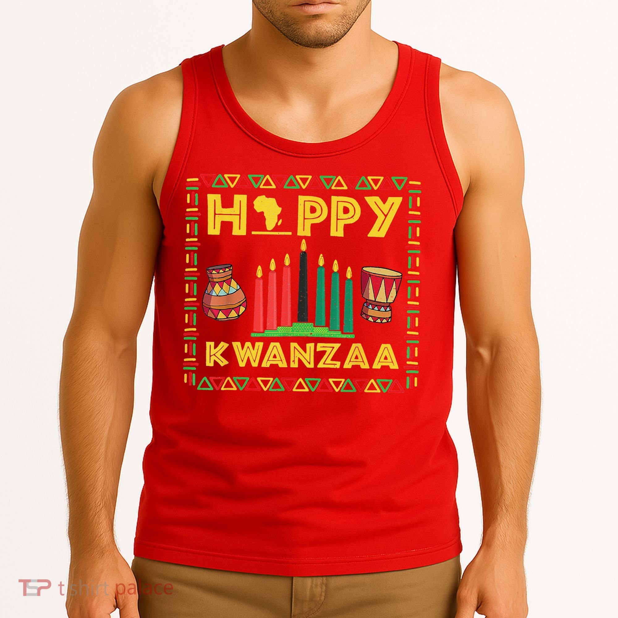 Happy Kwanzaa Kinara Candles Principles African American Tank Top