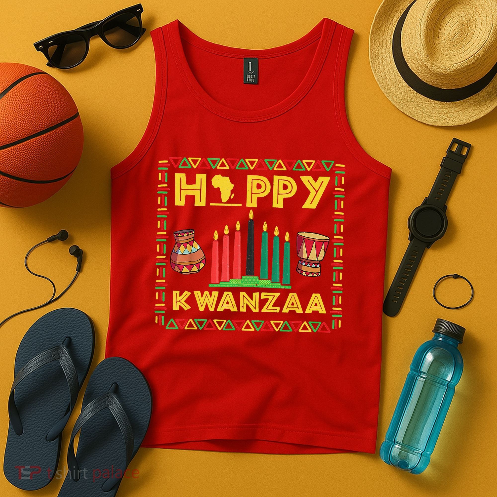 Happy Kwanzaa Kinara Candles Principles African American Tank Top