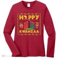 Happy Kwanzaa Kinara Candles Principles African American Women's Long Sleeve Shirt thumb 0