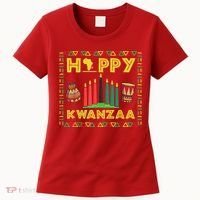 Happy Kwanzaa Kinara Candles Principles African American Women's T-Shirt thumb 0