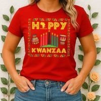 Happy Kwanzaa Kinara Candles Principles African American Women's T-Shirt thumb 2