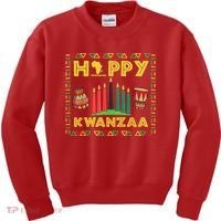 Happy Kwanzaa Kinara Candles Principles African American Kids Sweatshirt thumb 0