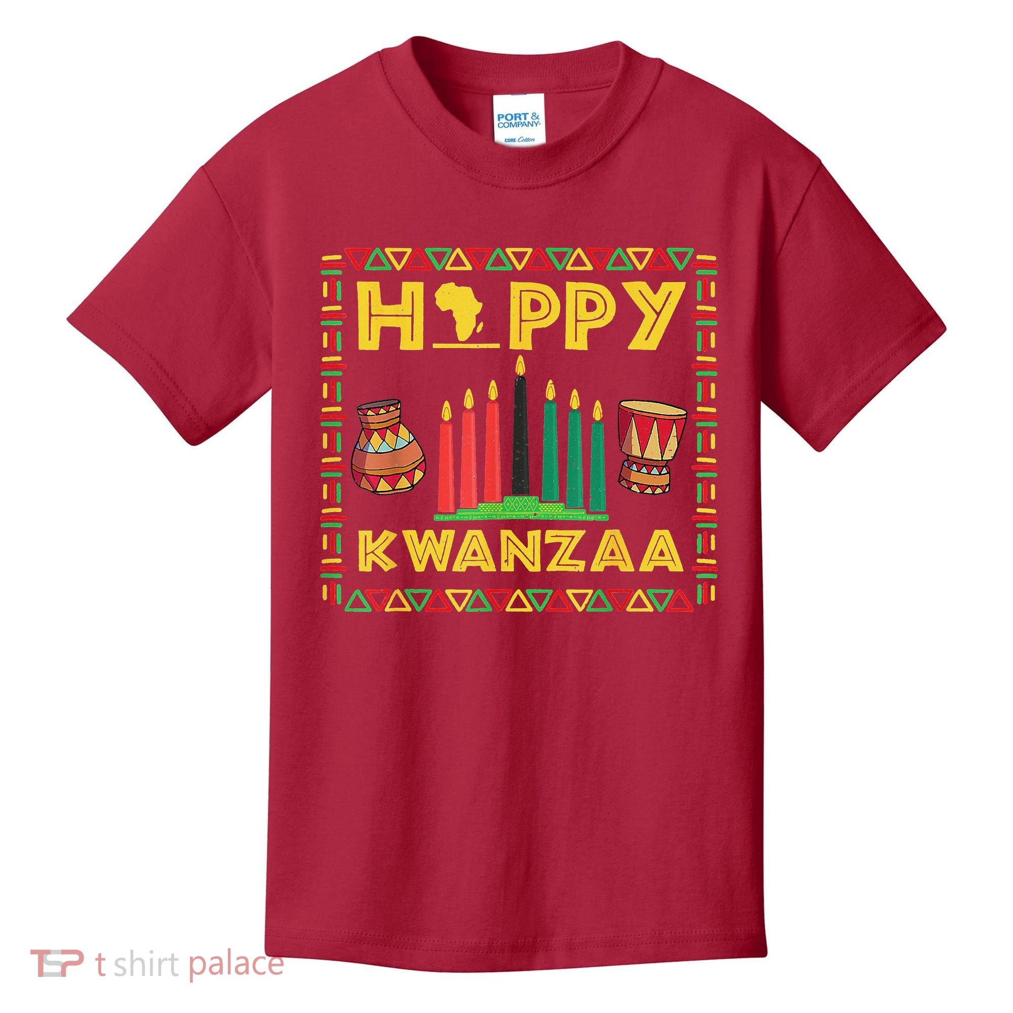 Happy Kwanzaa Kinara Candles Principles African American Kids T-Shirt