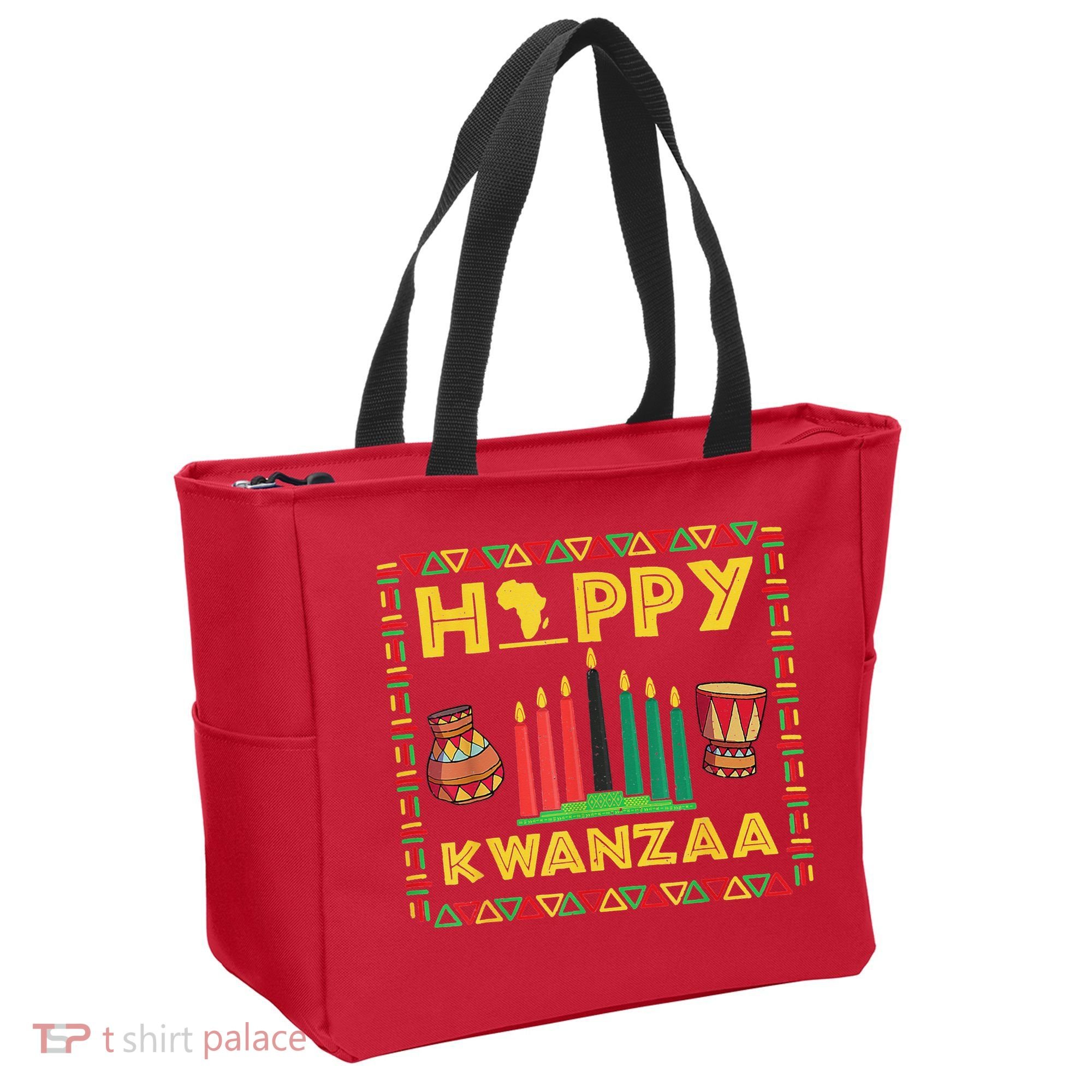 Happy Kwanzaa Kinara Candles Principles African American Tote Bag