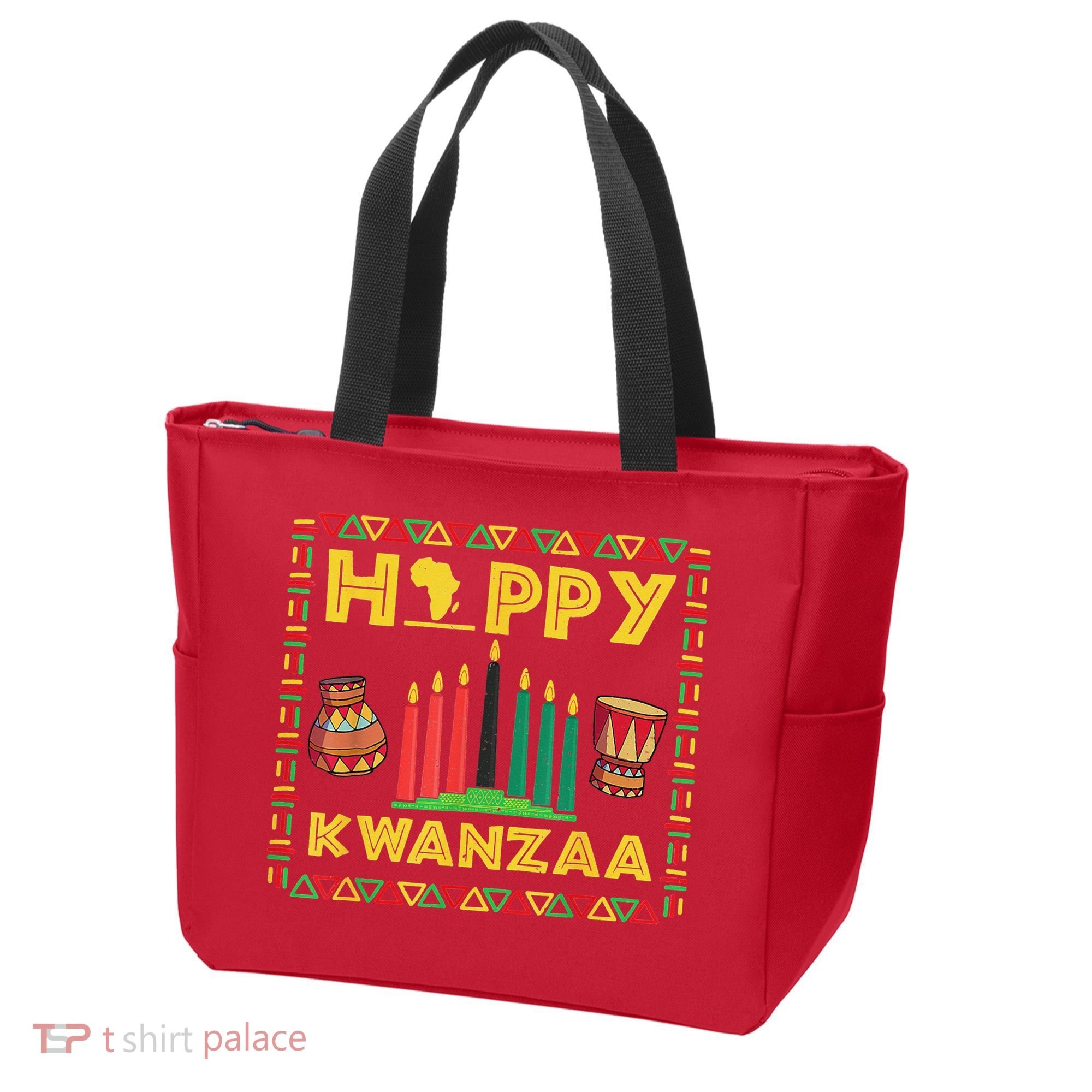 Happy Kwanzaa Kinara Candles Principles African American Tote Bag
