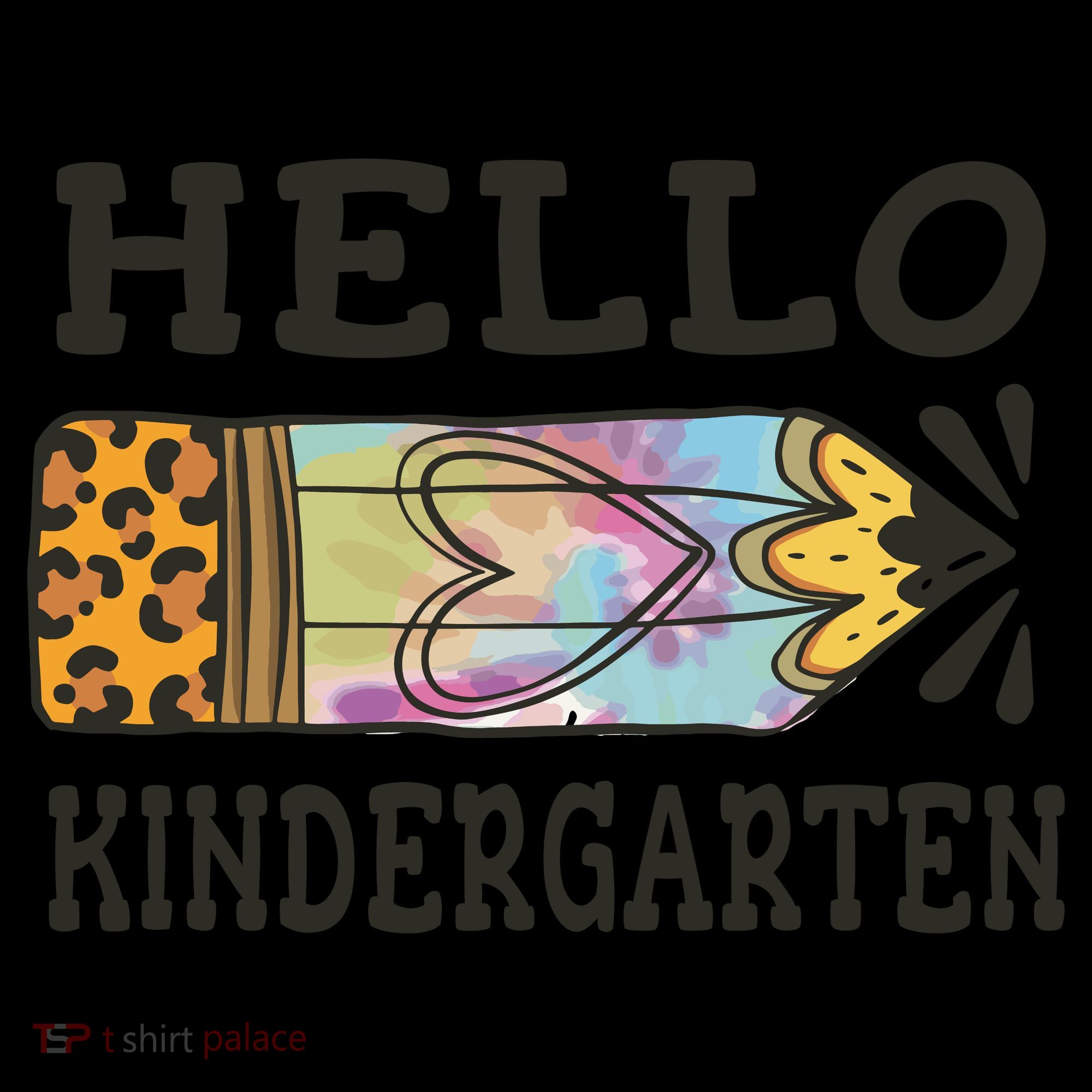 Hello Kindergarten Leopard Tie Dye Pencil Toddler Hoodie