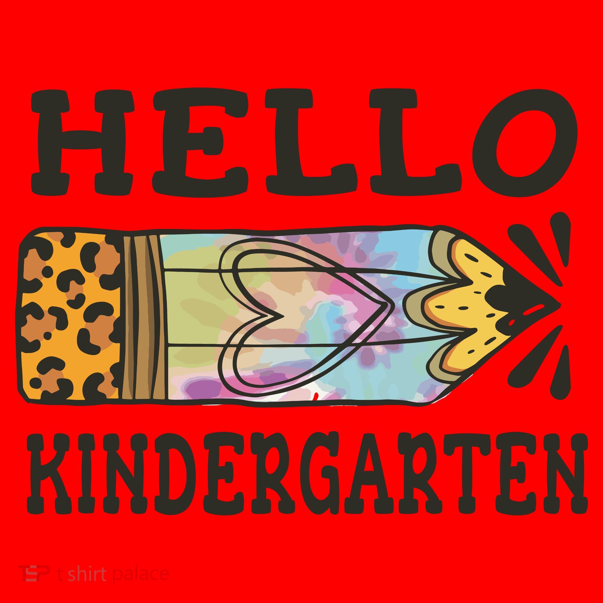 Hello Kindergarten Leopard Tie Dye Pencil Santa Hat